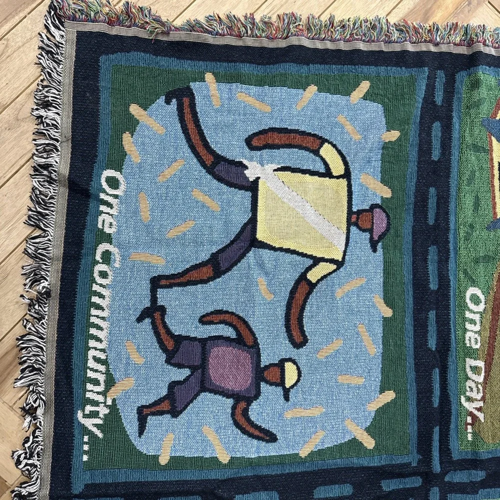 American Cancer Society Relay For Life Woven Throw Blanket 60x51 USA Cotton